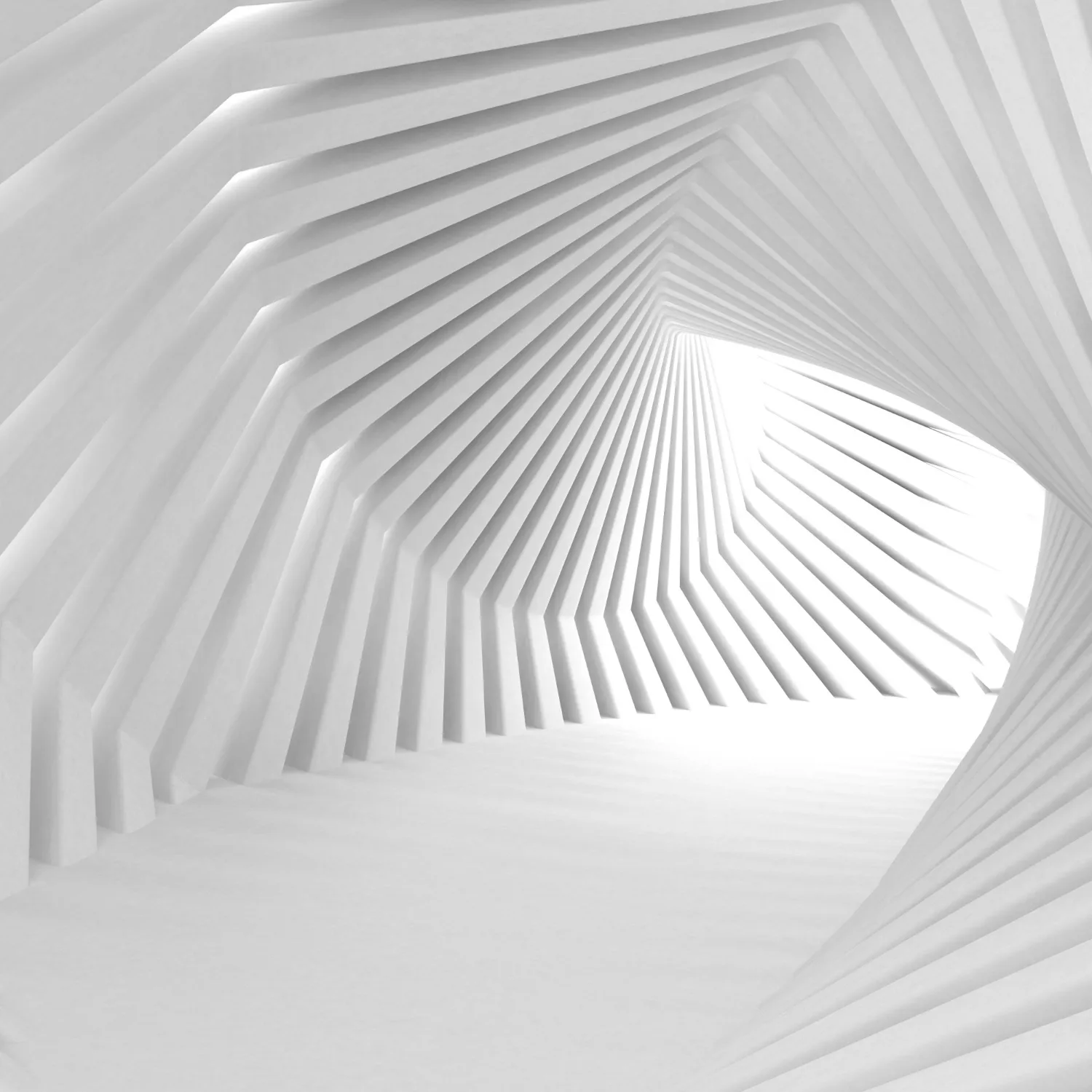 A white spiral structure forms a smooth geometric tunnel with repeating lines. The image reflects Dot&’s advisory, executive intelligence, and cybersecurity services.