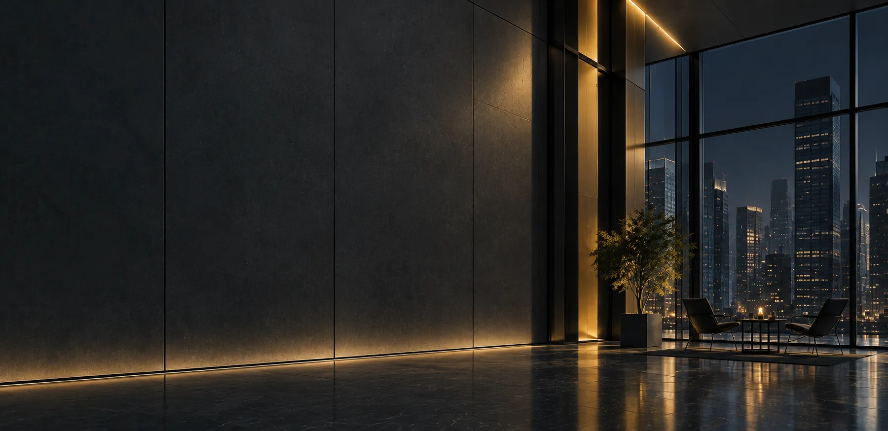 Contemporary architecture with a glass-lined passage